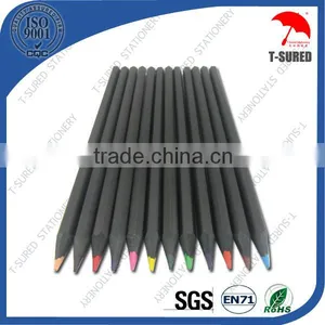 12 Pcs Black Wooden Color Pencils In Tube Box thumbnail-1