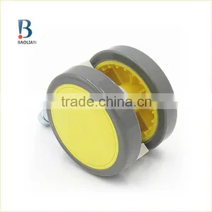 China-made Fine 2.5-inch Yellow PU Thread Stem Swivel Medical Caster Wheels thumbnail-5