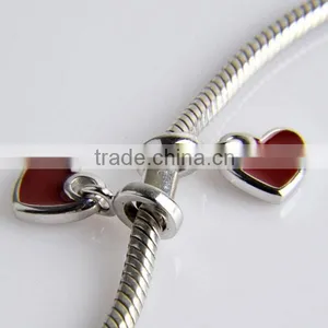 For European Charm Bracelet Custom Sterling Silver Heart Charm thumbnail-1