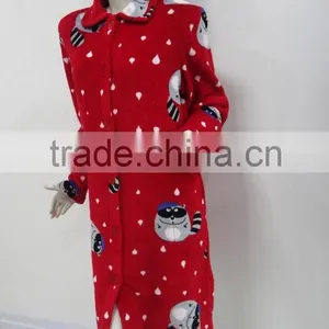 Classic Red Lovely Cartoon Lapel Nightgown Women thumbnail-4