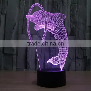 3D Illusion Led Night Light 7colors Dolphin Lamp Table Novelty Products Christmas Lights With Touch Button Children Night Light thumbnail-5