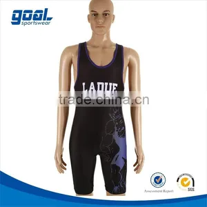 Top Quality Sublimated Spandex Custom Blank Black Wrestling Singlets thumbnail-1