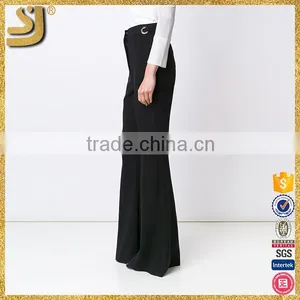 2016 Newest Style Ladies Pants With Wide Leg, Woman Black Leg Flared Pants, American Newest Casual Solid Ladies Pants thumbnail-3