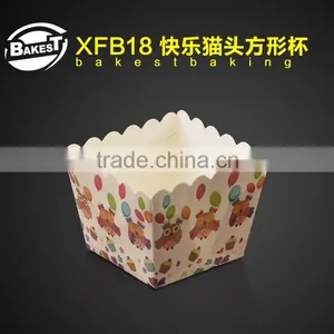 XFB18 BAKEST New Small Square Lovely Pattern Muffin Cake Paper Cup DIY Baking Tools thumbnail-1