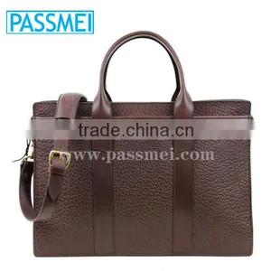 Custom Men's Genuine Leather Zip-Top Briefcase thumbnail-1