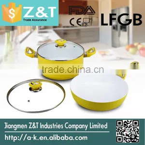 Yellow Stretch Ceramic Cookware Sets Cooking Pot Aluminium Pot Kitchen Cookware Set thumbnail-2