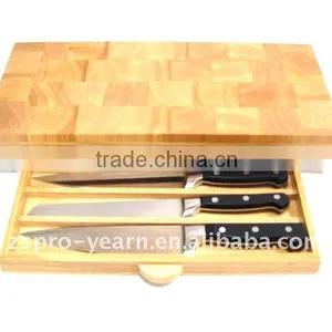 Custom Wooden Cutting Board Chopping Block With Drawer and Knives for Home Kitchen and Hotel Restaurant thumbnail-1