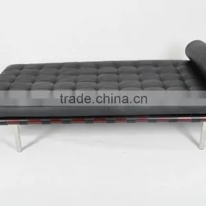 Designers Furniture Barcelona Daybed Black Italian Leather Upholstery thumbnail-1
