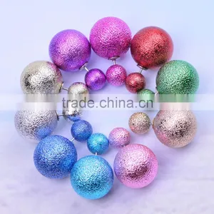200pairs New Arrival Candy Color Earrings Fashion Double Pearl Earings Jewelry Pendientes Trendy Stud Earrings E070314 thumbnail-1