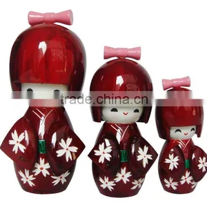 Pure Handmade Craft Purplish Red Baby Kimono Set for Gifts or Decoration Made in China thumbnail-2