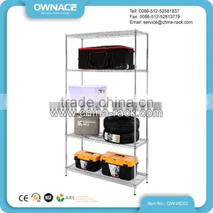 NSF Adjustable Boltless Chrome Plated Wire Shelving System thumbnail-5