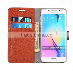 For Samsung Galaxy S6 Edge New Genuine Real Leather Card Holder Flip Wallet Case Cover thumbnail-3