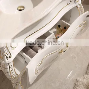WTS-821SYO French Antique Style White Wooden Single Undermount Sink Used Bathroom Vanity Cabinets thumbnail-2
