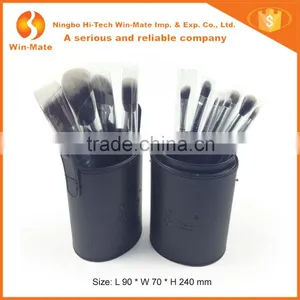 New Arrival 12pcs Top Grade Nylon Hair Charming Black Wooden Handle in PU Rolling Bag Kabuki Makeup Brush Set thumbnail-1