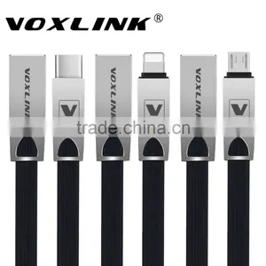 Voxlink 2017 New Zinc Alloy Flat Fast Charging Data Sync Usb Type c Cable for IPhone 6 6s Plus 5s 5 IPad Mini/Samsung/HTC thumbnail-6