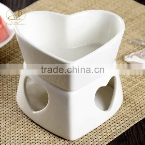 White Porcelain Heart Chocolate/cheese Fondue Set thumbnail-1