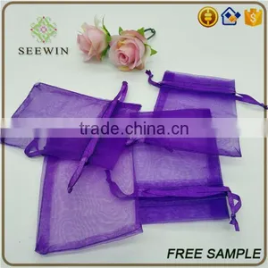 Fancy Wedding Mini Sheer Soft Slight Purple Organza Bags thumbnail-3