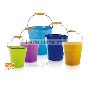 FB0001 Flower Galvanized Metal Bucket With Handle Pot Planter thumbnail-2