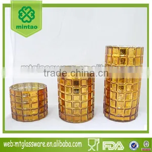 Christmas Decoration Gold Color Glass Hurricanes thumbnail-1