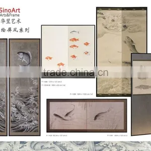 Hand Painted Tranditional Chinese Gold-leaf Fish Art Screens thumbnail-1