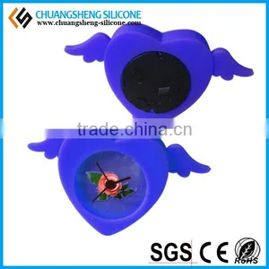Angel Wings Design Silicone Cover Stocks Free Sample Waterproof Anti-broken Silent Table Alarm Clock thumbnail-4
