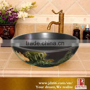 Traditional Small Size Black Bronze Glaze Ceramic Wash Basin thumbnail-1
