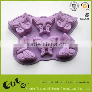 6 Pcs Butterfly Colorful Silicone Cake Moulds Ice Tray( Glacon) thumbnail-1