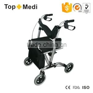 China Suppliers TOPMEDI Rehabilitation Therapy Supplies Lightweight 4 Wheel Folding Rollator Walker thumbnail-4