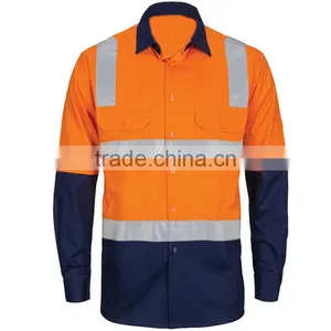 Cheap Custom Safety Reflective Orange and Navy Shirt thumbnail-2