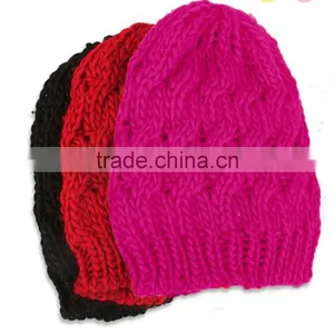 In Autumn and Winter to Keep Warm Knitting Cap Couples Pur Color Upset Twist Cap thumbnail-4