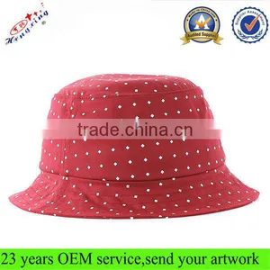 High Quality Fashion Fishing Folding Cool Cheap Red Cotton Blank Bucket Hat thumbnail-1