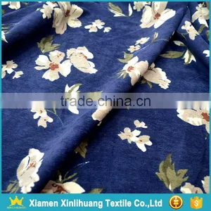 Custom 28 Wale Flower Printed Stretch Corduroy Fabric for Girl Dress thumbnail-2