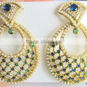 Stone Gold Tone Dangler EARRINGS thumbnail-1