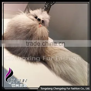 CX-R-15 New Design Promotional Ring Fox Fur Keychain thumbnail-1