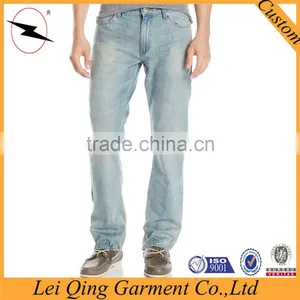 Fashion Solid Color Washed Blue Jeans Denim of Young Mens thumbnail-3