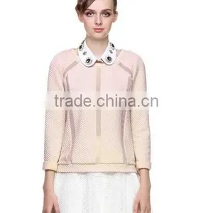 2014EUROPEAN FASHION CHIFFON LONG SLEEVE ROUND NECK T-SHIRT thumbnail-1
