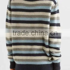 2017 New Design Mid-High Crew Necked Colorblocked Striped Girls Long Sweater thumbnail-3