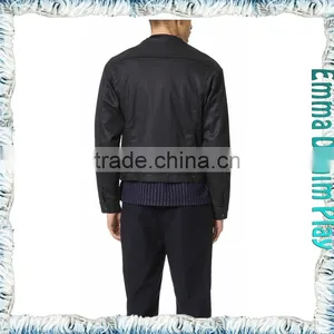 Men's Black Leather Look Denim Jacket Airport Fashion thumbnail-2