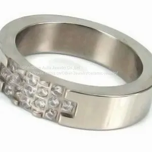Classic Crystal Stainless Steel Rings Band Jewelry For Wedding thumbnail-3