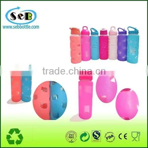 2016 the Best Selling Colorful Glass Water Bottle With Hard Insulated Silicon Sleeve and Can be Customized thumbnail-1