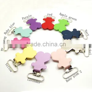1" Bear Suspender Clips Enamel Pacifier Holder Clips thumbnail-2