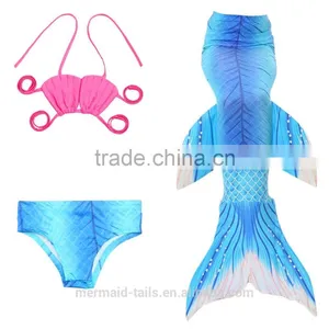 3pcs New Fairy Tale Kids Girl Mermaid Tail Swimmable Bikini Set Swimwear Costume thumbnail-4