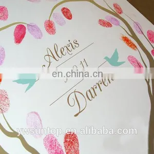 Birds in Heart Fingerprint Signature Canvas Painting Attendance Album Wedding Decorations thumbnail-1