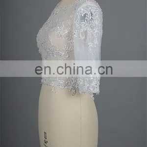 Beautiful Plus Size Open Back Short Sleeve Beaded Lace Jacket thumbnail-3