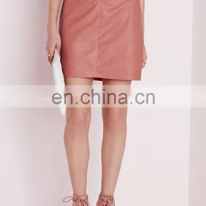 Pink Sexy Mature Woman Leather Mini Skirt thumbnail-2