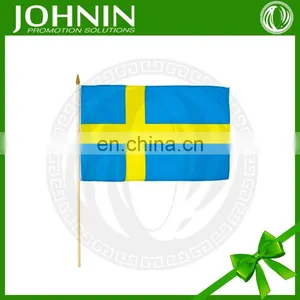 Johnin Hot Sale Product Cheap Wholesale Wooden Pole Hand Hold Flag thumbnail-5