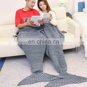100% Acrylic Knitted Soft Mermaid Tail Blanket thumbnail-1
