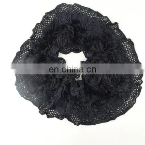 2017 Hollow Out Double Hook Flower Lady Warm Shawl Wool Scarf With Tassel thumbnail-3