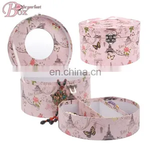 Round Jewelry Spring of Decorative Pattern Pink Box With Locks thumbnail-1