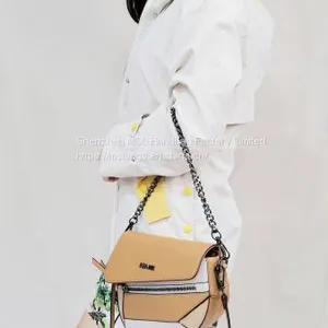 2021 Portable Outdoor Colorful Female Girls Women Handbag Saddle Bags With Chain thumbnail-3